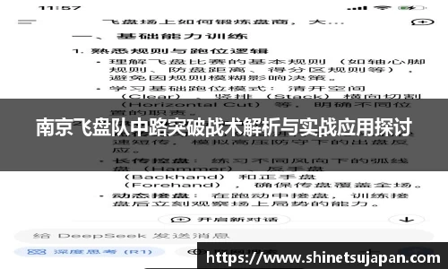 南京飞盘队中路突破战术解析与实战应用探讨